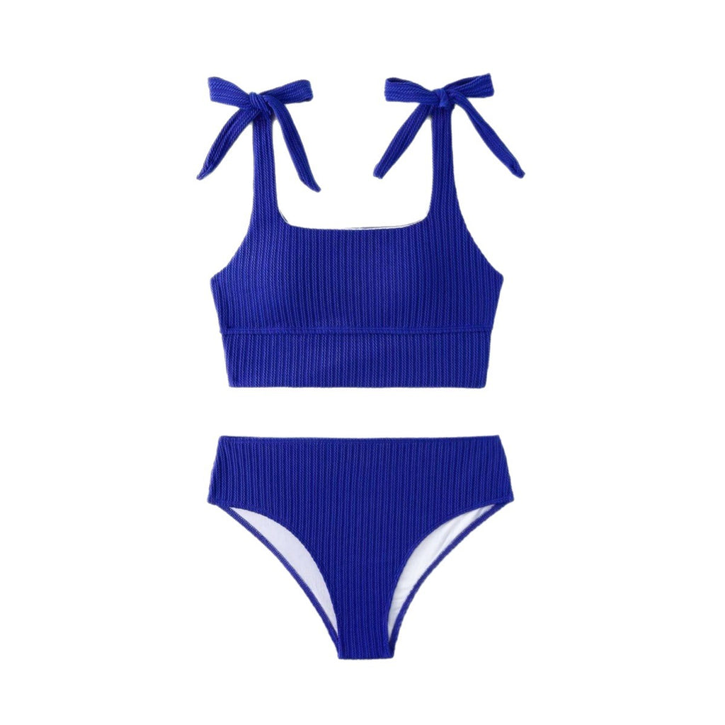 Split Swimsuit High Waist Conservative Solid Color