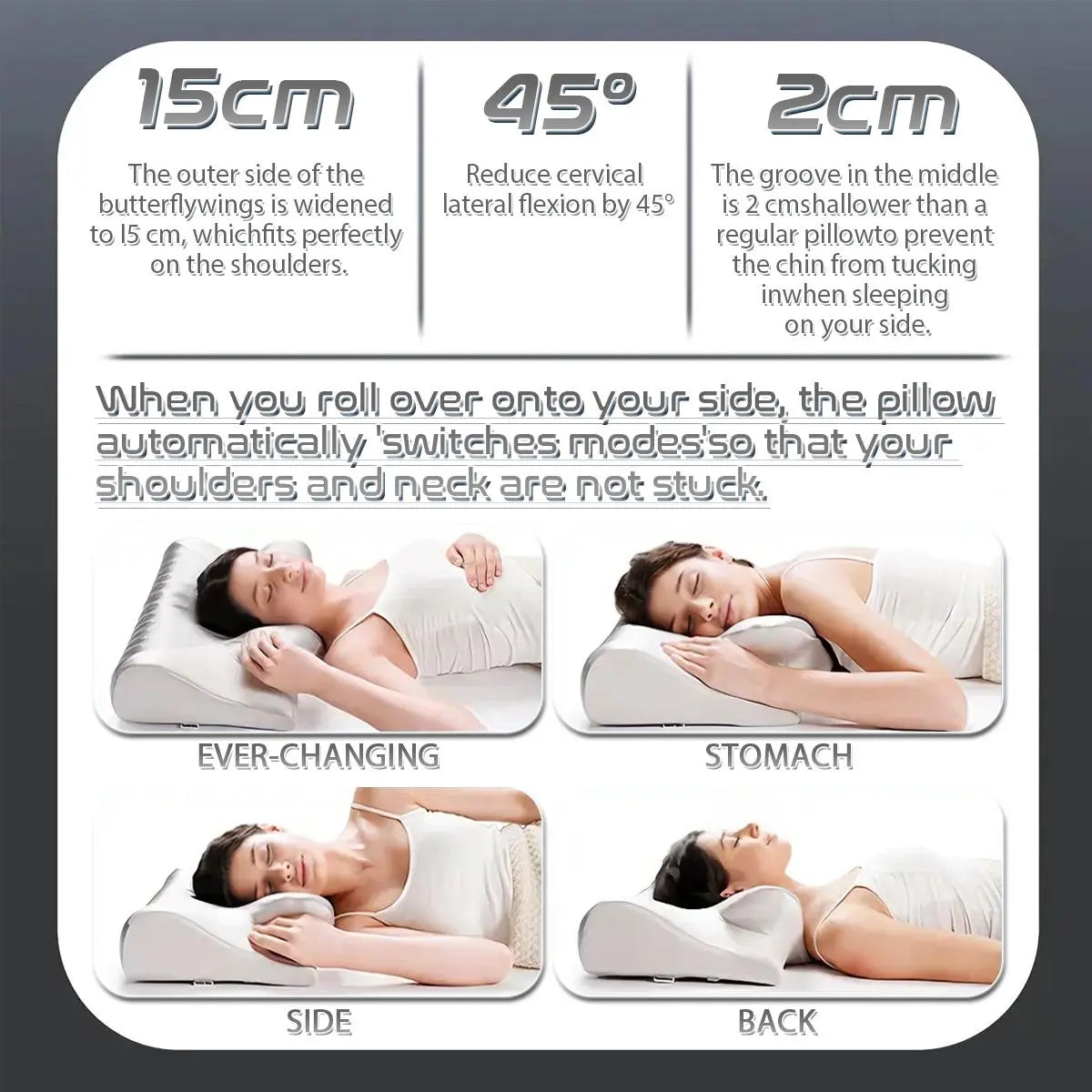 Orthopedic Neck Support Pillow for Sleeping, 3D Butterfly Memory Foam Pillow for Neck Pain Relief & Posture Correction, Breathable Cooling Cervical Pillow for Side Back Sleepers, Shoulder Spine Alignment Bed Pillow for Adults Bedroom