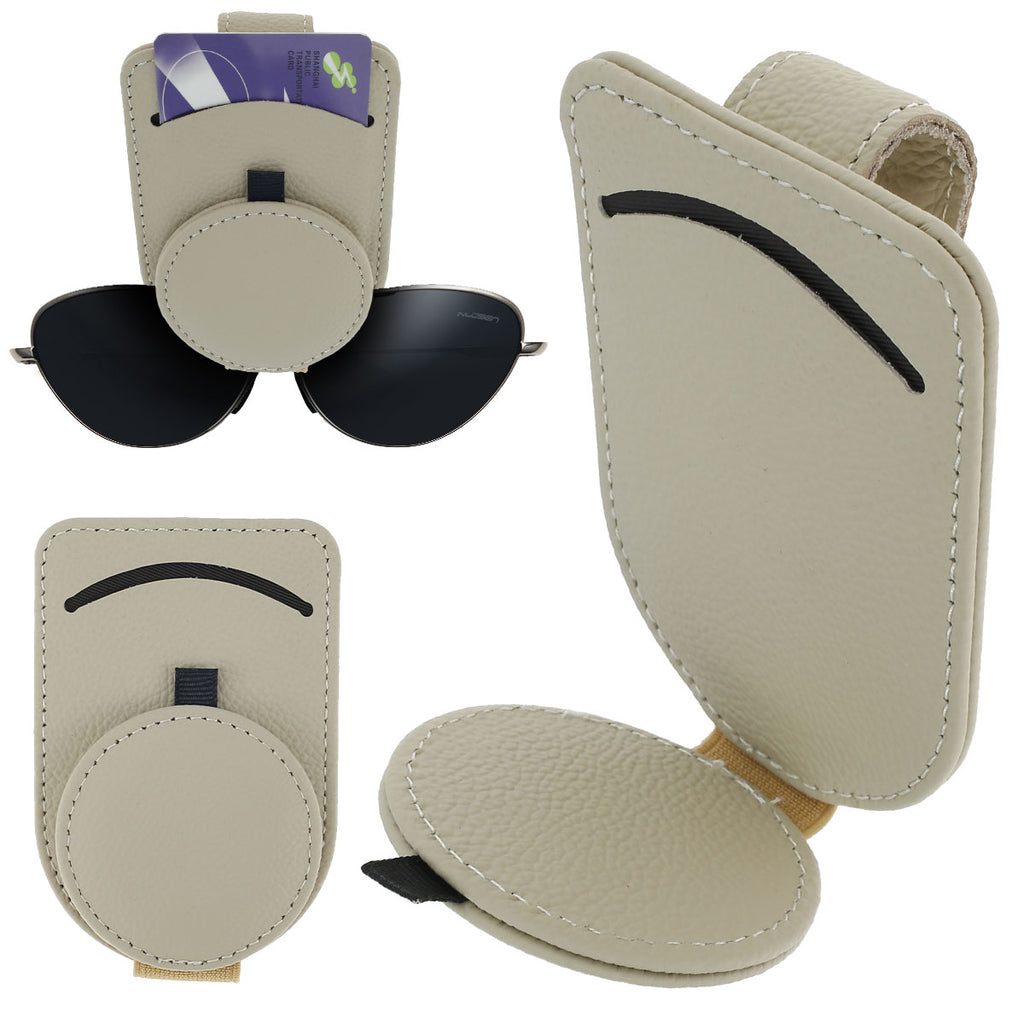 Real Cowhide Glasses Clip Multi-function Vehicle Sunglasses Box Bracket Sun Visor Card Storage