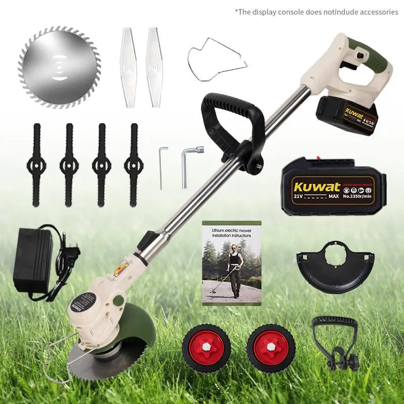 KONNOB Portable Home Cordless Electric Lawnmower, Garden Weeder/Wireless Mower Features 3 Blade Types and Two High-Capacity Lithium-Ion Batteries Powerful Performance for Lawns, Gardens, and Yards Tool Men'S Gift