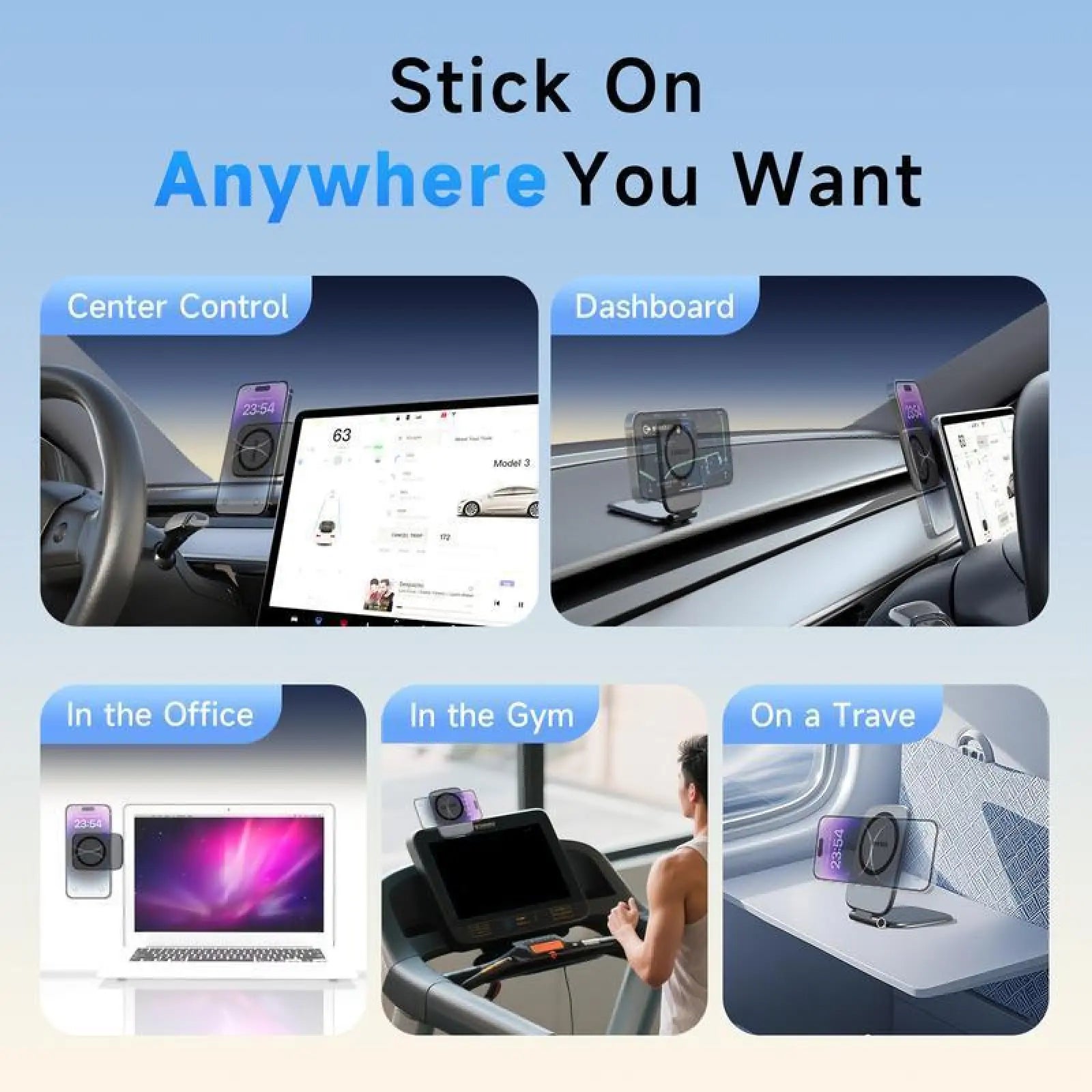 New Model Car Phone Holder: Foldable Magnetic Anti-Shake Navigation Stand, Universal Automotive Mount for Tesla & All Vehicles, Must-Have Driving Accessory with Strong Grip.