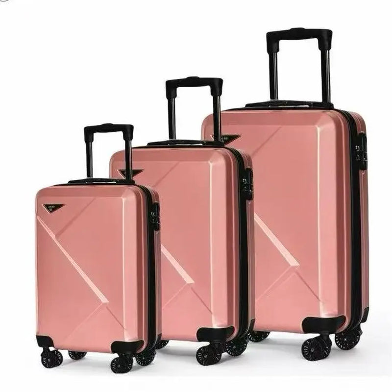 3Pcs Large-Capacity ABS+PC Hard Shell Luggage Set with Spinner Wheels & Security Locks 20"/24"/28" Suitcases Multi-Color Travel Bags for Family Travel White Mint Grey Skyblue Rose Golden