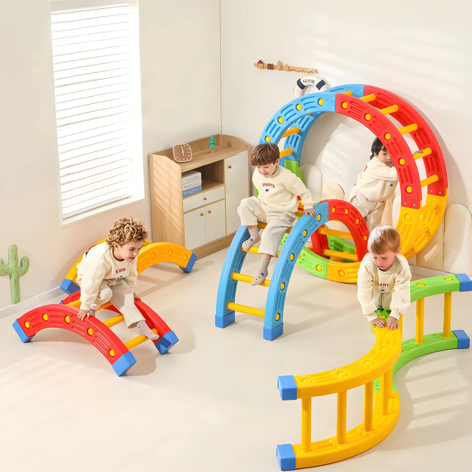 6-In-1 Foldable Climbing Toys,Montessori Climbing Set,Climber Indoor Jungle Gyms for Toddiers Montessori Toys,Pikler Triangle Set