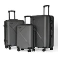 3Pcs Large-Capacity ABS+PC Hard Shell Luggage Set with Spinner Wheels & Security Locks 20"/24"/28" Suitcases Multi-Color Travel Bags for Family Travel White Mint Grey Skyblue Rose Golden