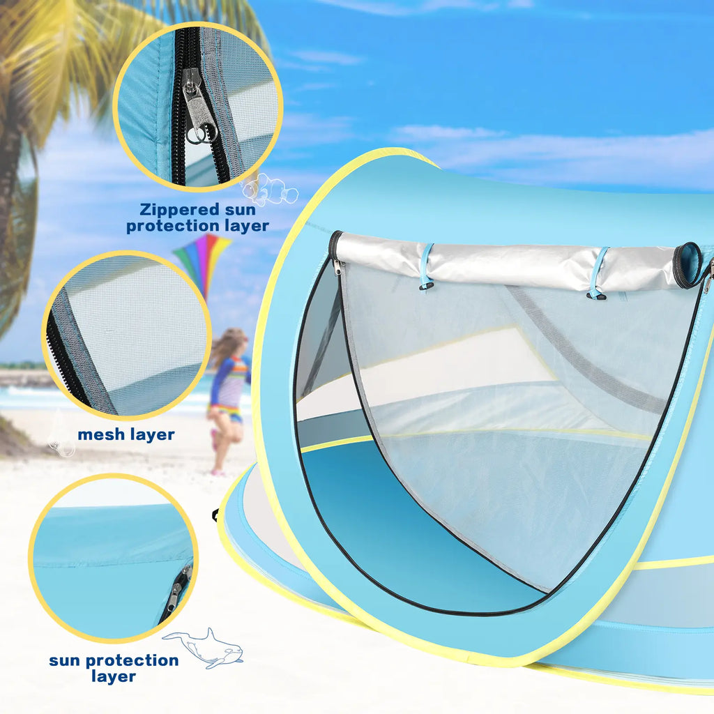 Sumbababy Summer Kids Outdoor Play Beach Tent with Sun Hat, Pop up Toddler Travel Tent , Infant Portable Playhouse, Outdoor Fun Adventure