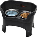 Neater Feeder - Deluxe Model Adjustable Height - Mess-Proof Dog Bowls (Large, Midnight Black) - Made in USA - Elevated, No Spill, Non-Tip, Non-Slip, Raised Stainless Steel Food & Water Pet Bowls
