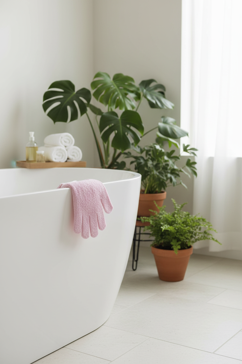Exfoliating Bath Gloves, Textured Mesh