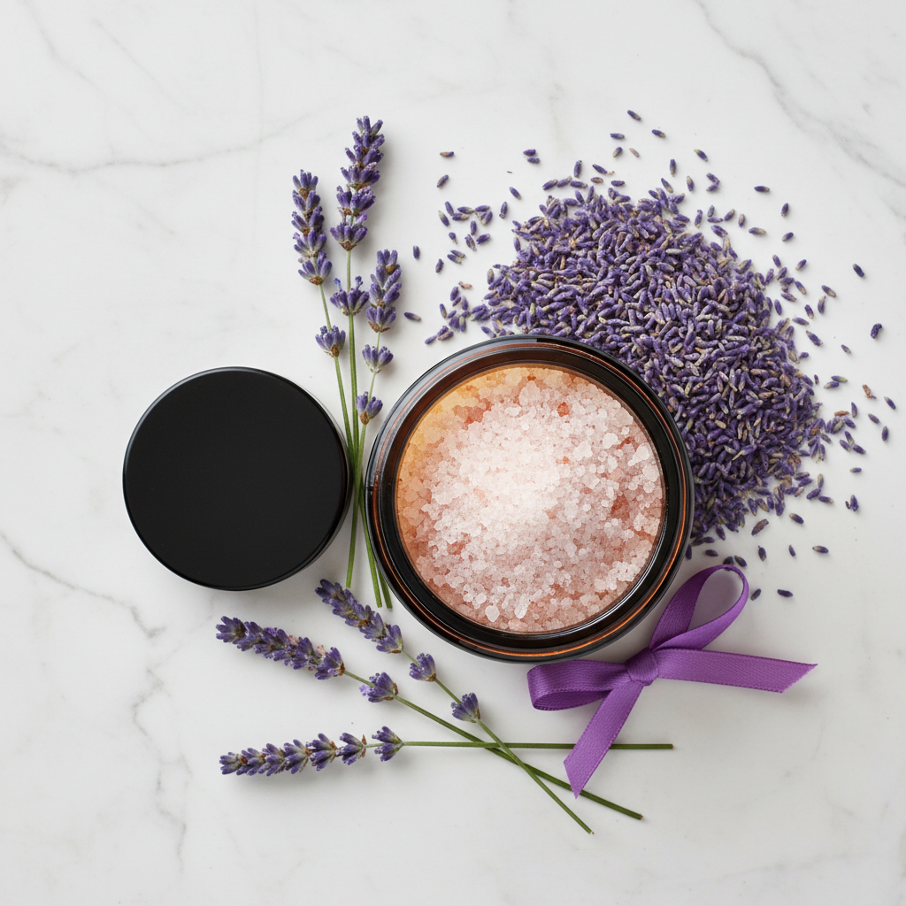 Lavender Bath Salts – Flat Lay