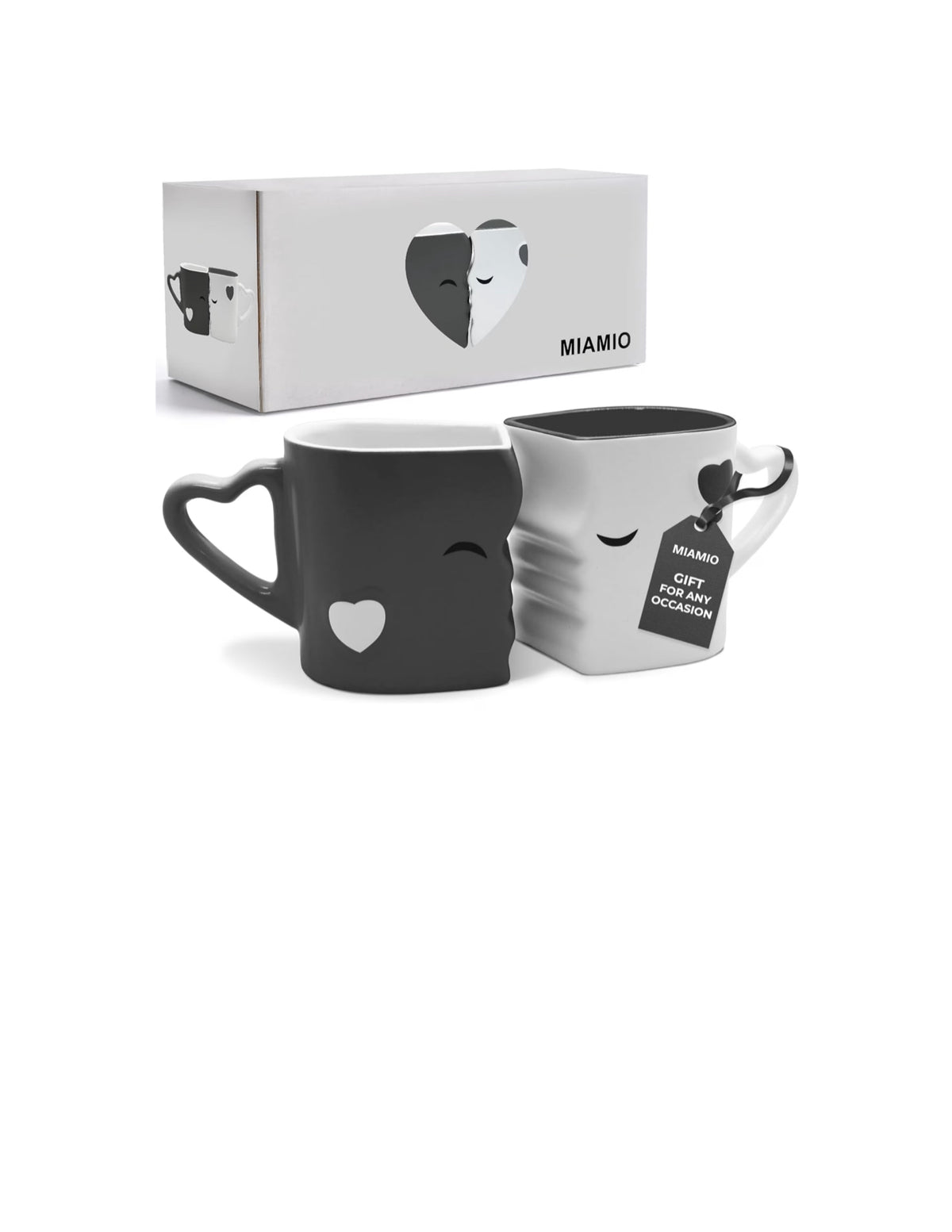 - Coffee Mugs/Kissing Mugs Set Ceramic with Gift Box (Gray)