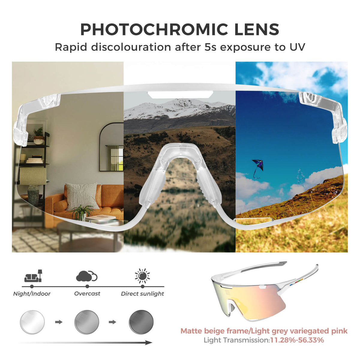 Photochromic Cycling Glasses – 3 Lens Set