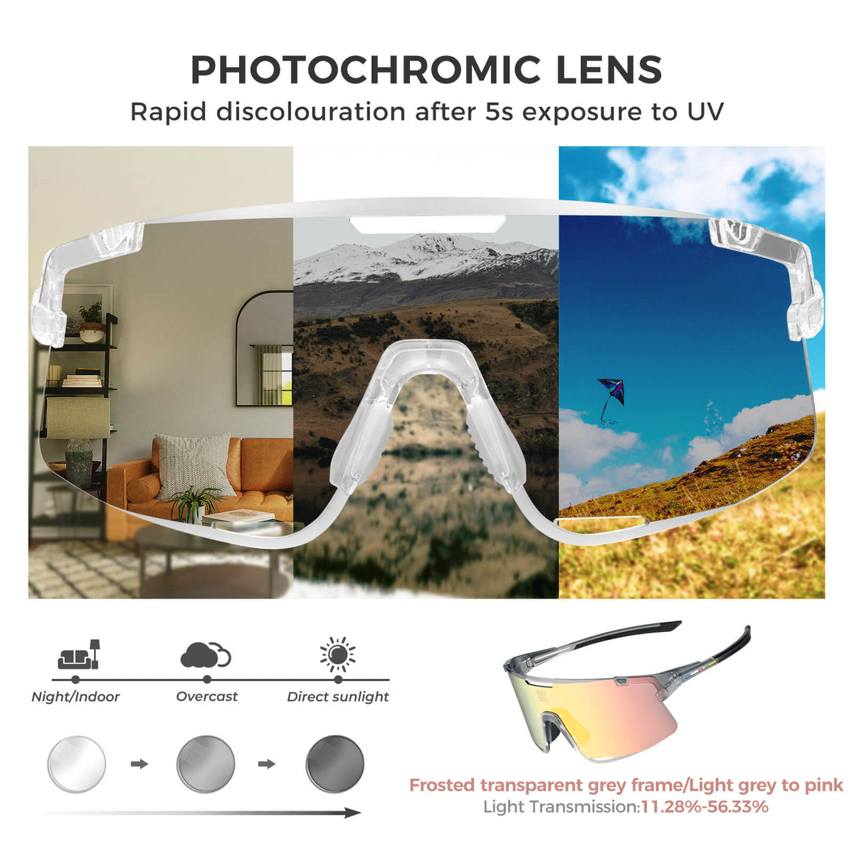 Photochromic Cycling Glasses – 3 Lens Set
