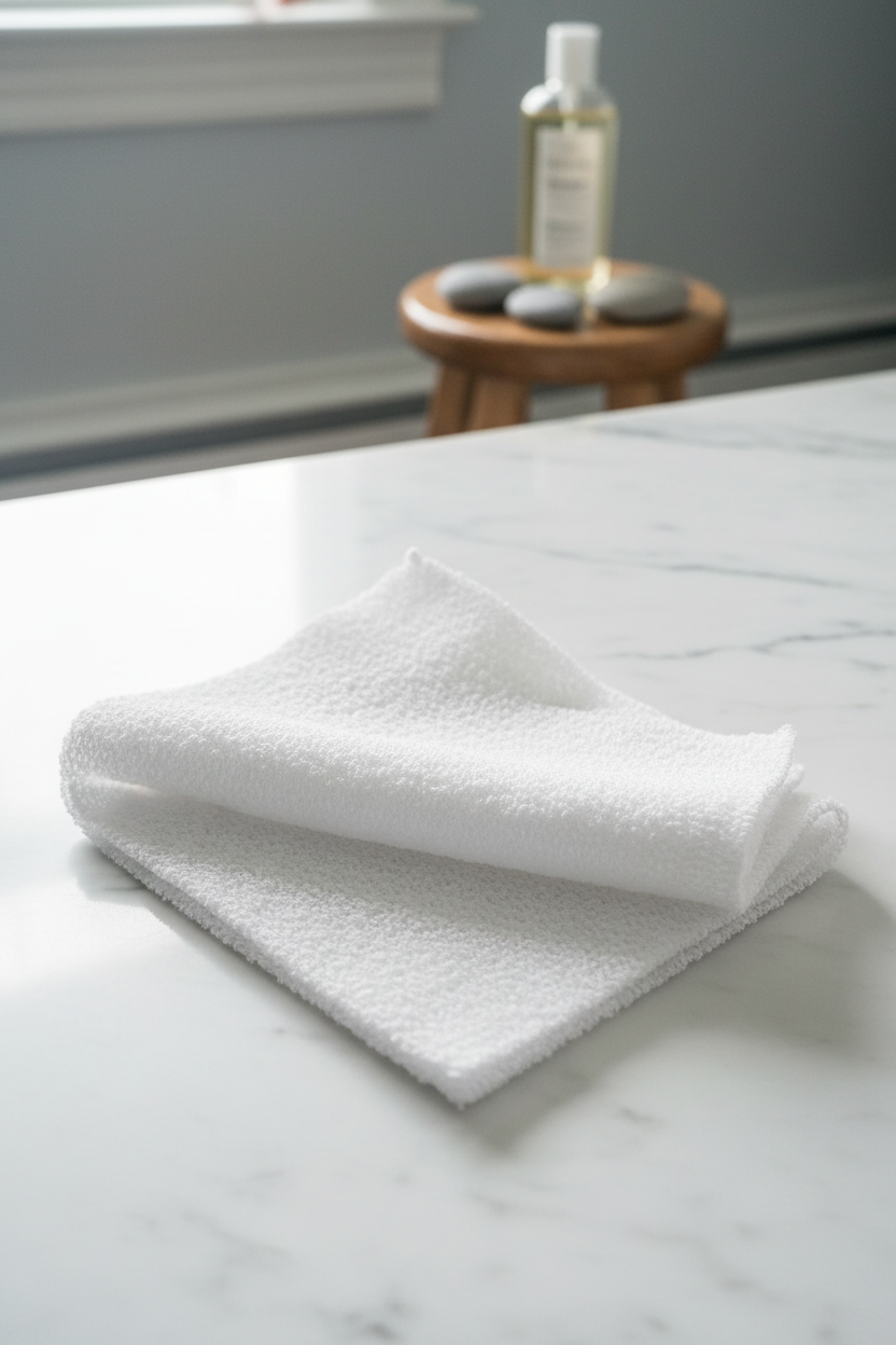 White Exfoliating Loofah Cloth - Draped