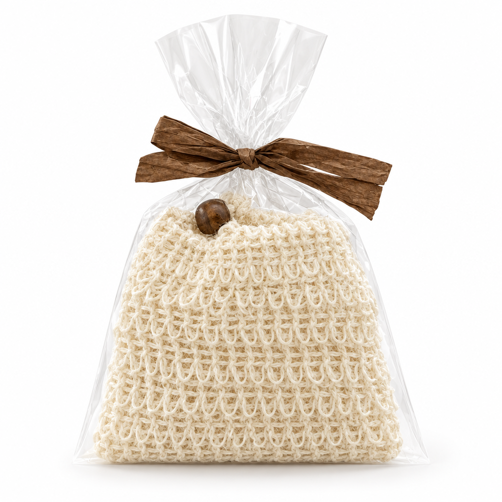 White Sisal Soap Bag